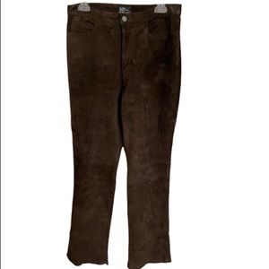 NY Jeans New York & Company Woman’s Lined Suede Pants Brown SZ 10